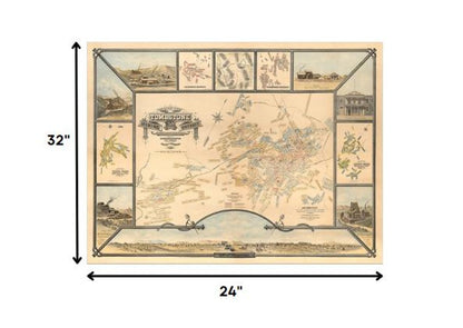 24" X 32" Map Of Tombstone Mining District Vintage Travel Poster Wall Art HomeRoots