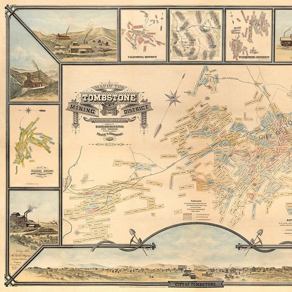 24" X 32" Map Of Tombstone Mining District Vintage Travel Poster Wall Art HomeRoots