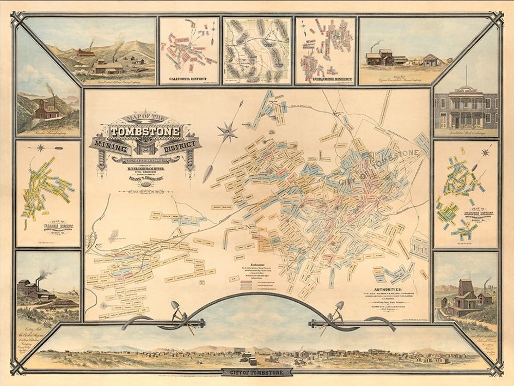 24" X 32" Map Of Tombstone Mining District Vintage Travel Poster Wall Art — view 2