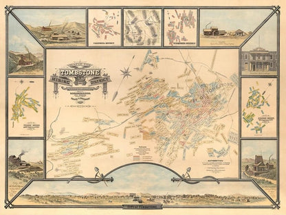 24" X 32" Map Of Tombstone Mining District Vintage Travel Poster Wall Art HomeRoots