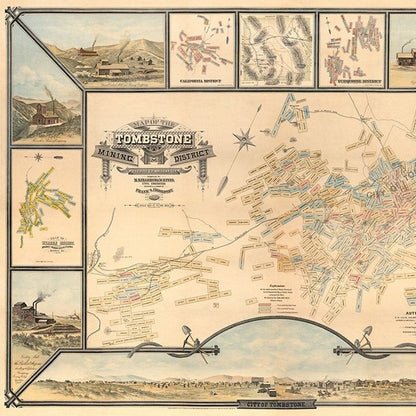 24" X 32" Map Of Tombstone Mining District Vintage Travel Poster Wall Art HomeRoots
