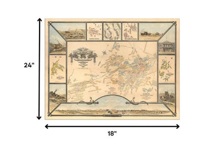 24" X 32" Map Of Tombstone Mining District Vintage Travel Poster Wall Art HomeRoots