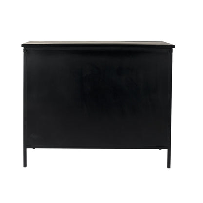 41" Black Iron Sideboard with Two Glass Doors