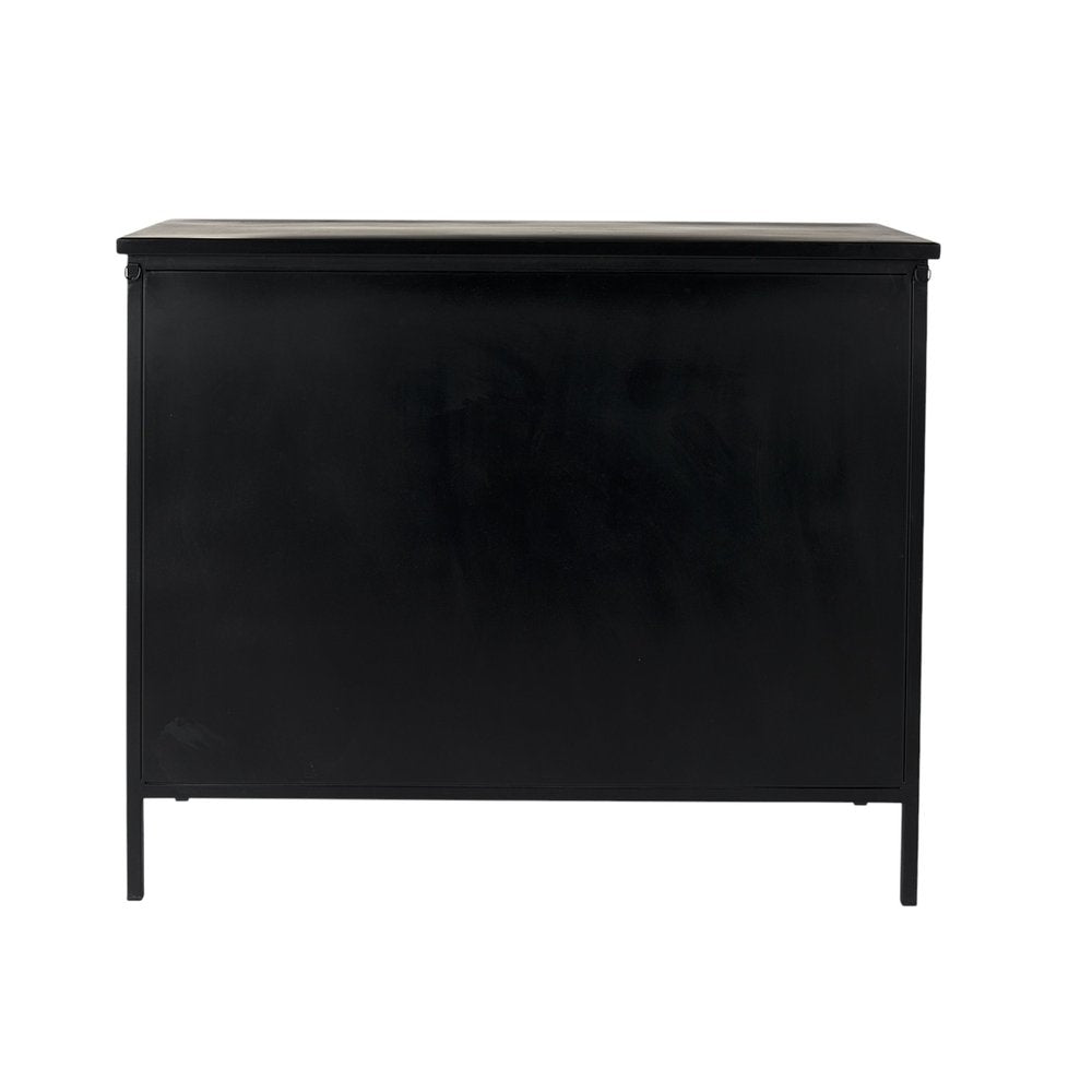 41" Black Iron Sideboard with Two Glass Doors HomeRoots