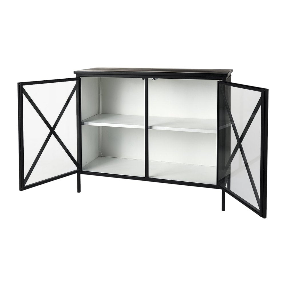 41" Black Iron Sideboard with Two Glass Doors — view 7