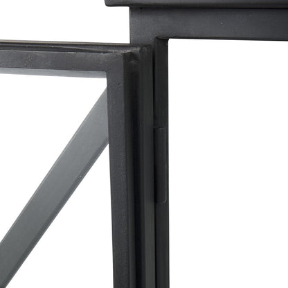 41" Black Iron Sideboard with Two Glass Doors HomeRoots