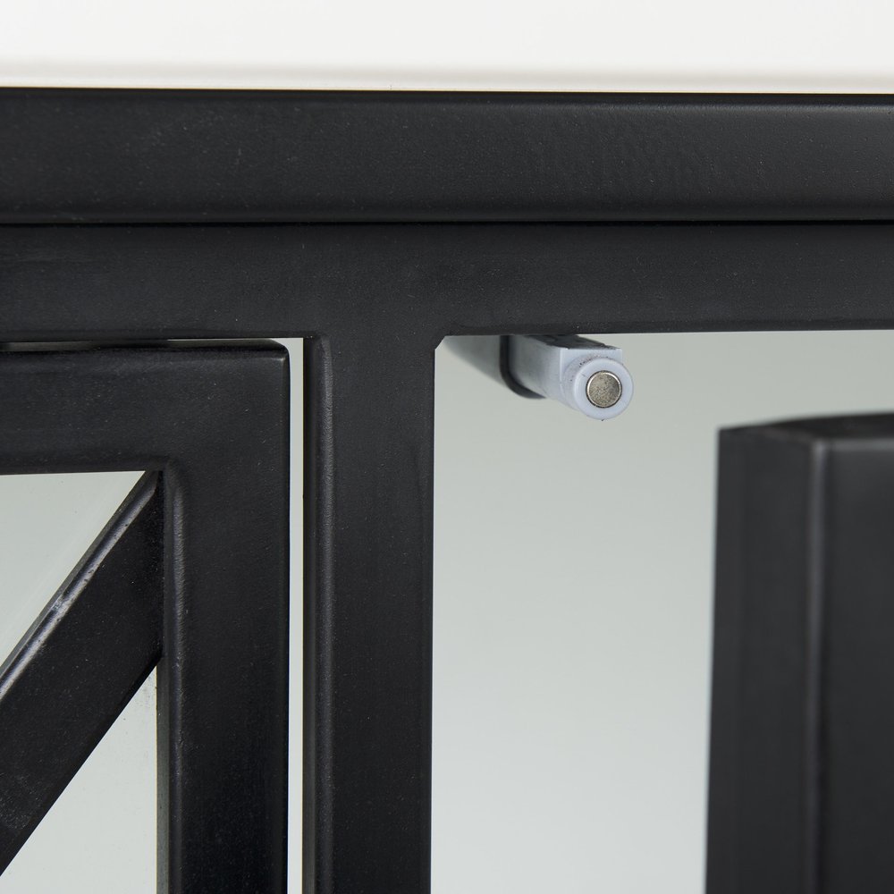 41" Black Iron Sideboard with Two Glass Doors HomeRoots