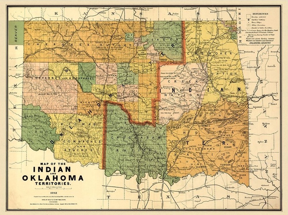 24" X 32" Map Of Indian And Oklahoma Territories Vintage Poster Wall Art — view 6