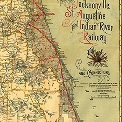 24" X 60" Map Of Jacksonville Florida Vintage Poster Wall Art