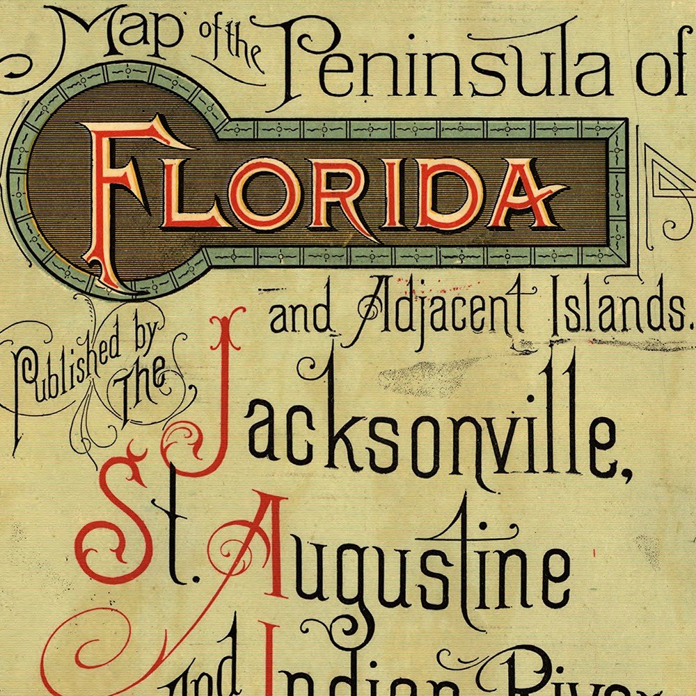 24" X 60" Map Of Jacksonville Florida Vintage Poster Wall Art — view 1