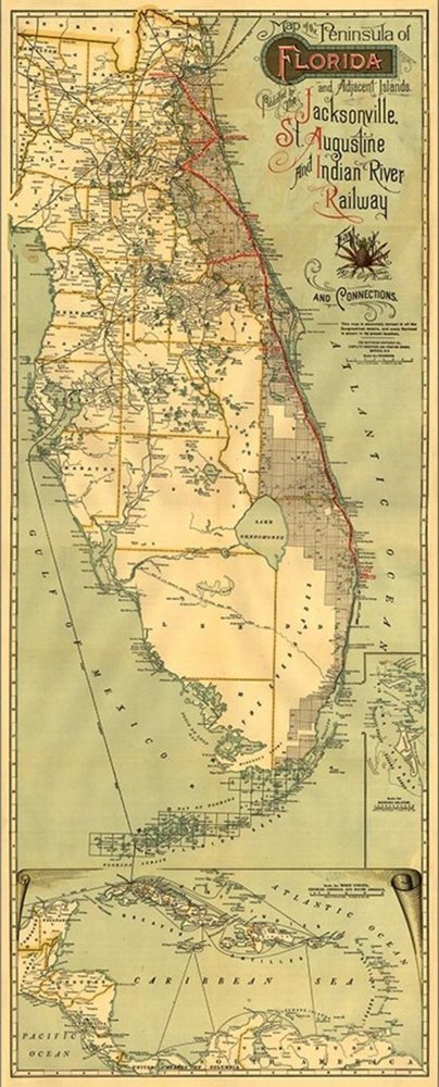 24" X 60" Map Of Jacksonville Florida Vintage Poster Wall Art — view 5