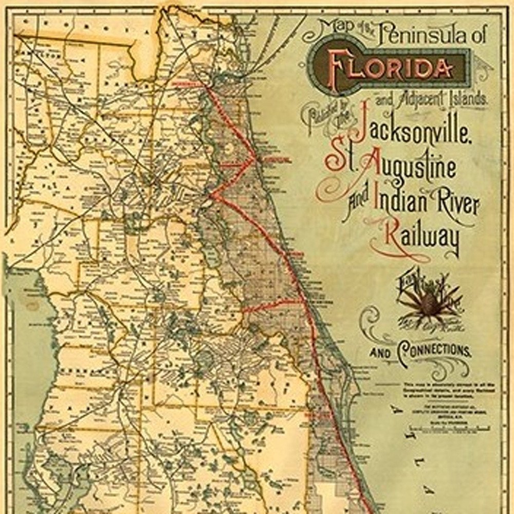24" X 60" Map Of Jacksonville Florida Vintage Poster Wall Art — view 3