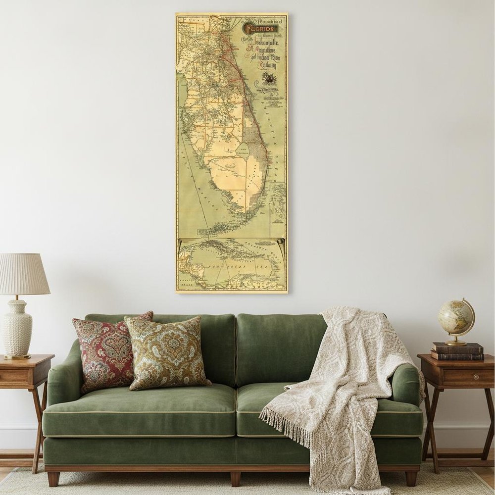 24" X 60" Map Of Jacksonville Florida Vintage Poster Wall Art — view 4