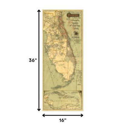 24" X 60" Map Of Jacksonville Florida Vintage Poster Wall Art