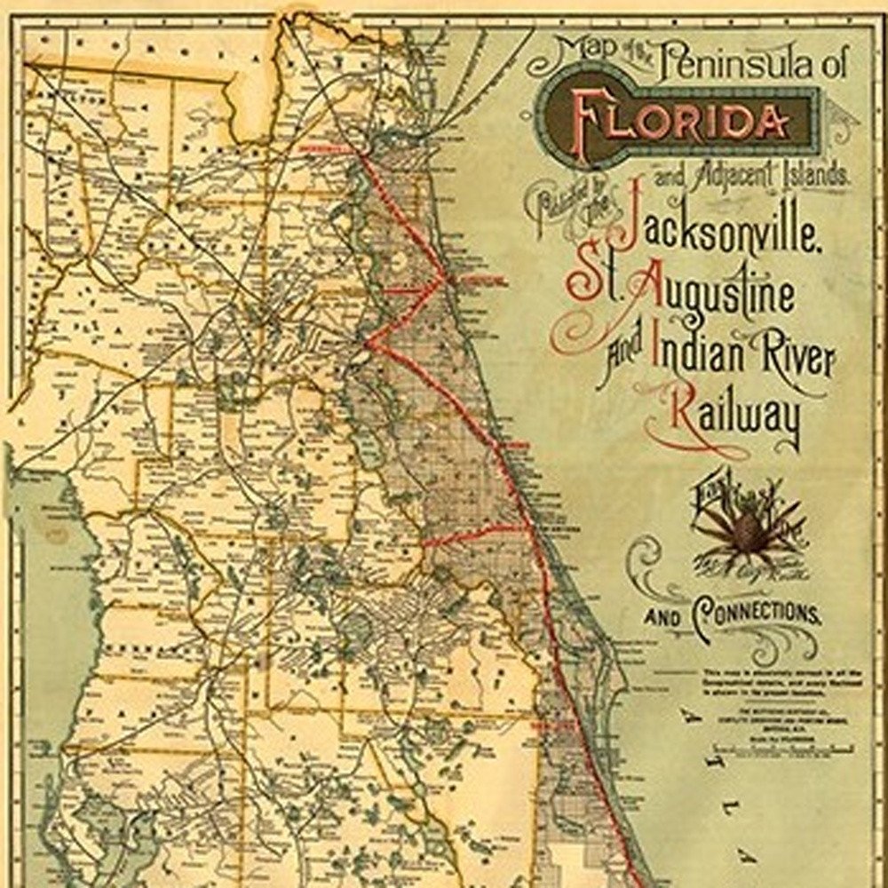 24" X 60" Map Of Jacksonville Florida Vintage Poster Wall Art — view 10