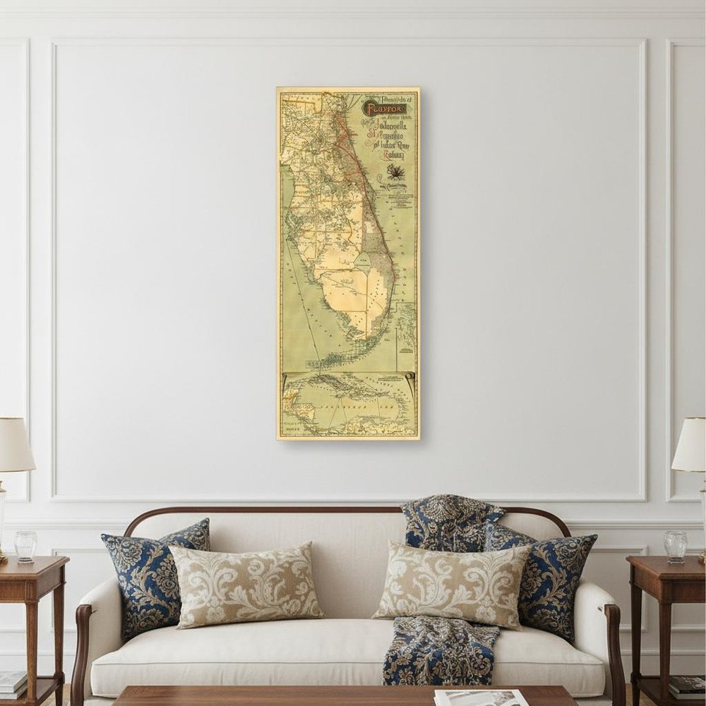 24" X 60" Map Of Jacksonville Florida Vintage Poster Wall Art — view 11