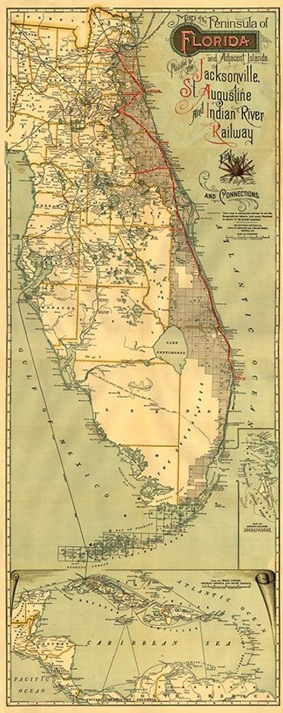 24" X 60" Map Of Jacksonville Florida Vintage Poster Wall Art — view 8