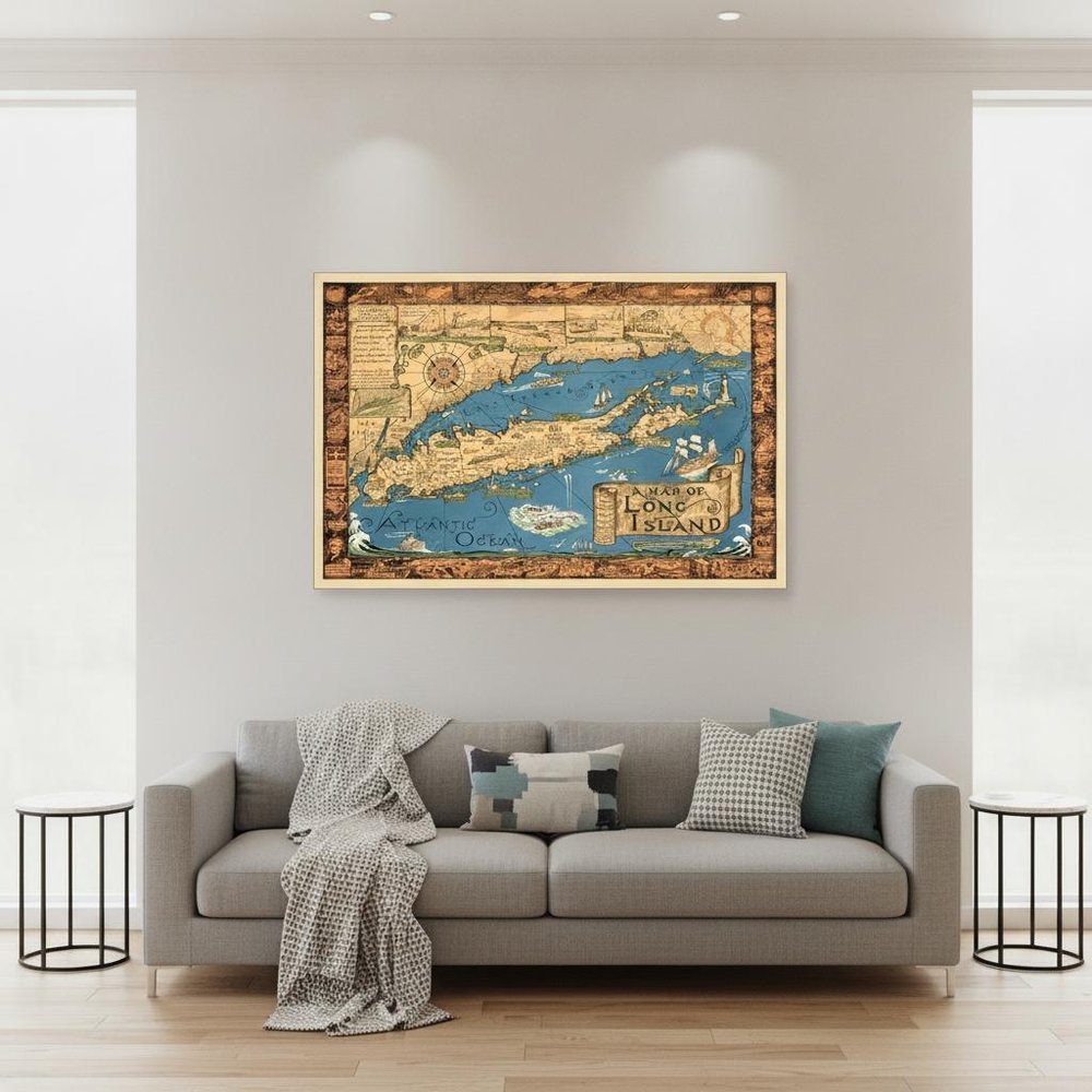 16" x 24" Vintage 1933 Map of Long Island Wall Art HomeRoots