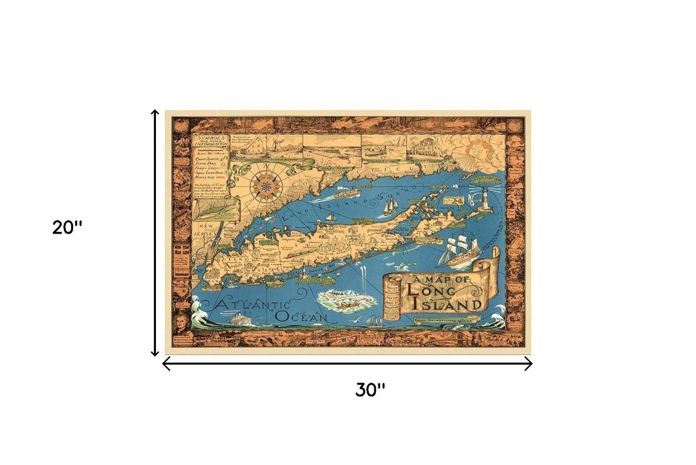 16" x 24" Vintage 1933 Map of Long Island Wall Art — view 9
