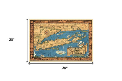 16" x 24" Vintage 1933 Map of Long Island Wall Art HomeRoots