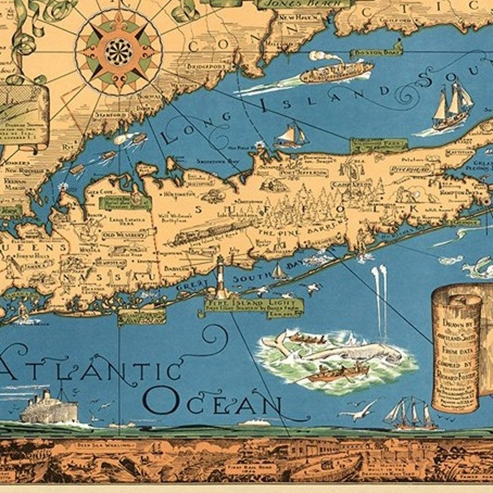 16" x 24" Vintage 1933 Map of Long Island Wall Art — view 10
