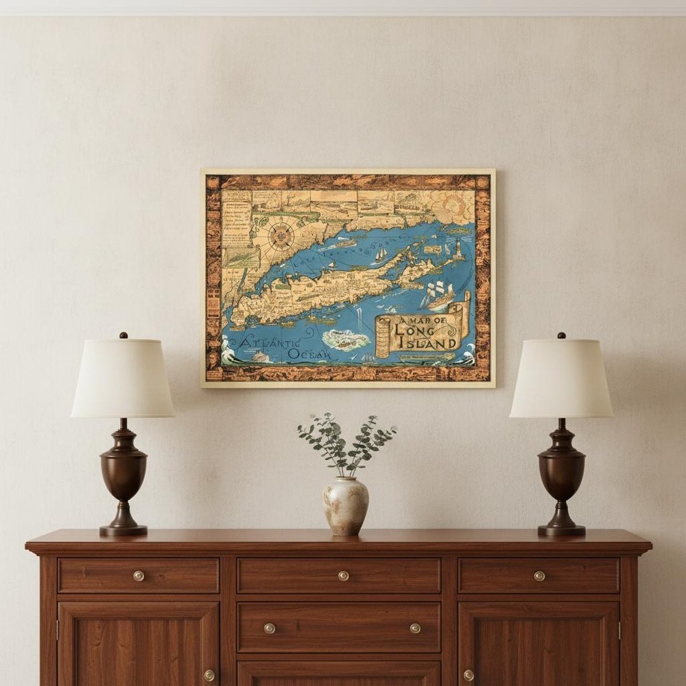16" x 24" Vintage 1933 Map of Long Island Wall Art — view 12
