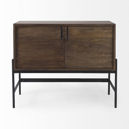 Dark Brown Two Door Cabinet With Metal Legs HomeRoots