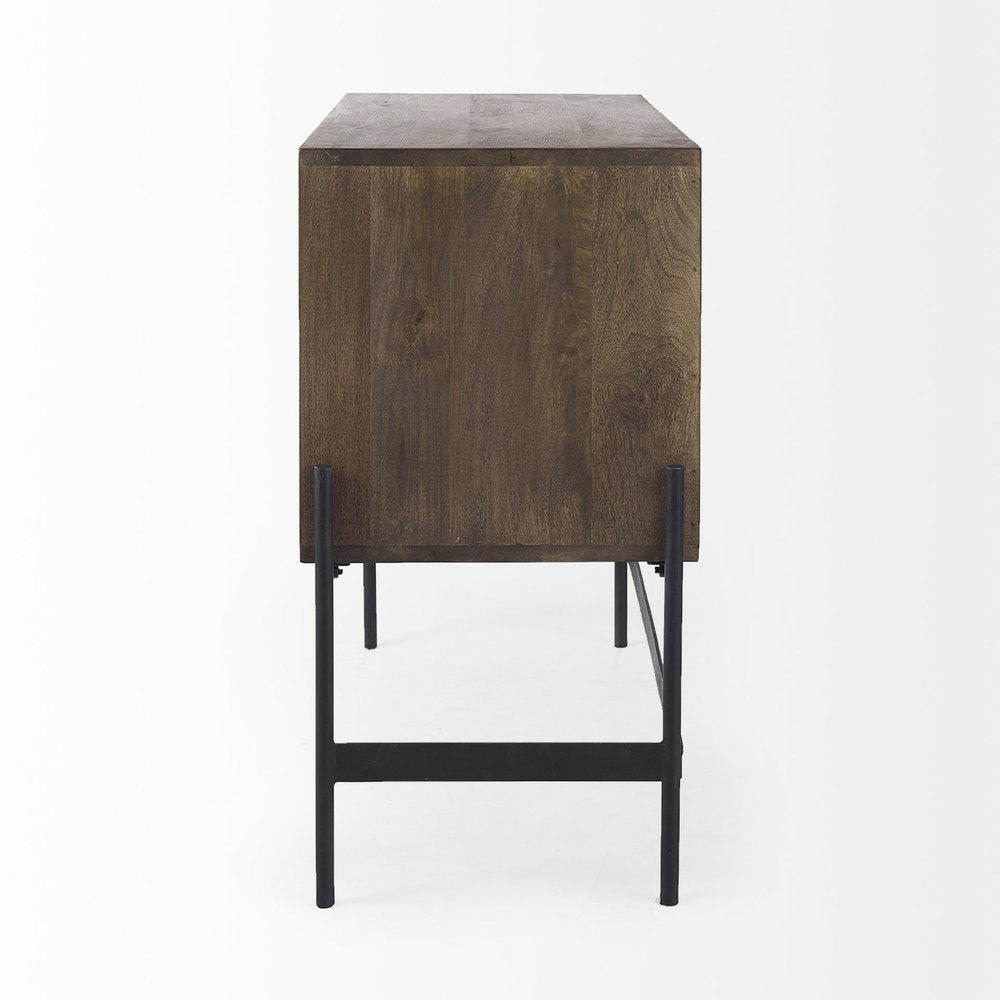 Dark Brown Two Door Cabinet With Metal Legs HomeRoots