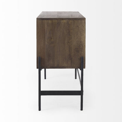 Dark Brown Two Door Cabinet With Metal Legs HomeRoots