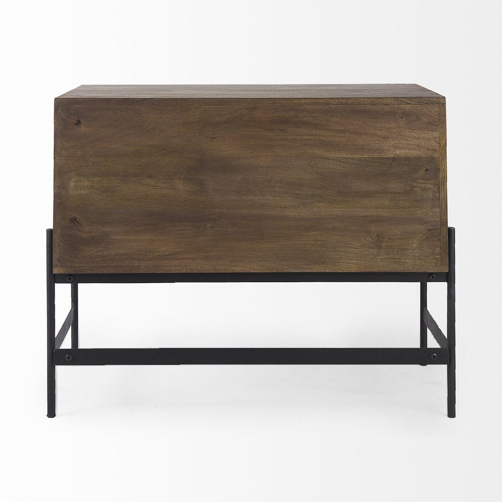 Dark Brown Two Door Cabinet With Metal Legs HomeRoots