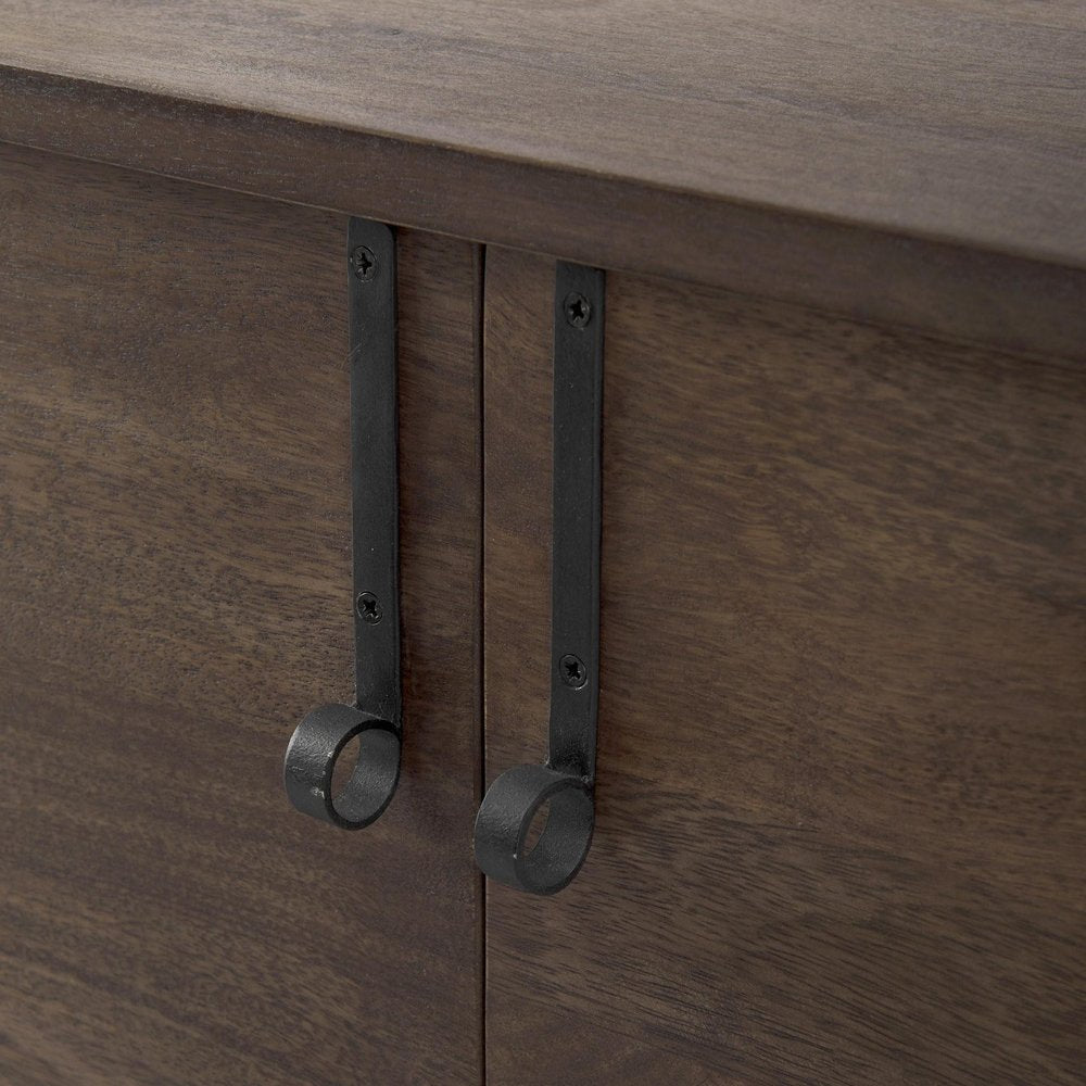 Dark Brown Two Door Cabinet With Metal Legs HomeRoots