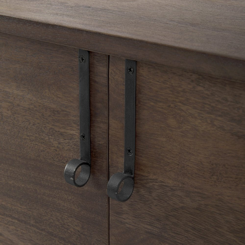 Dark Brown Two Door Cabinet With Metal Legs HomeRoots