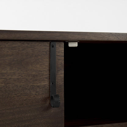 Dark Brown Two Door Cabinet With Metal Legs HomeRoots