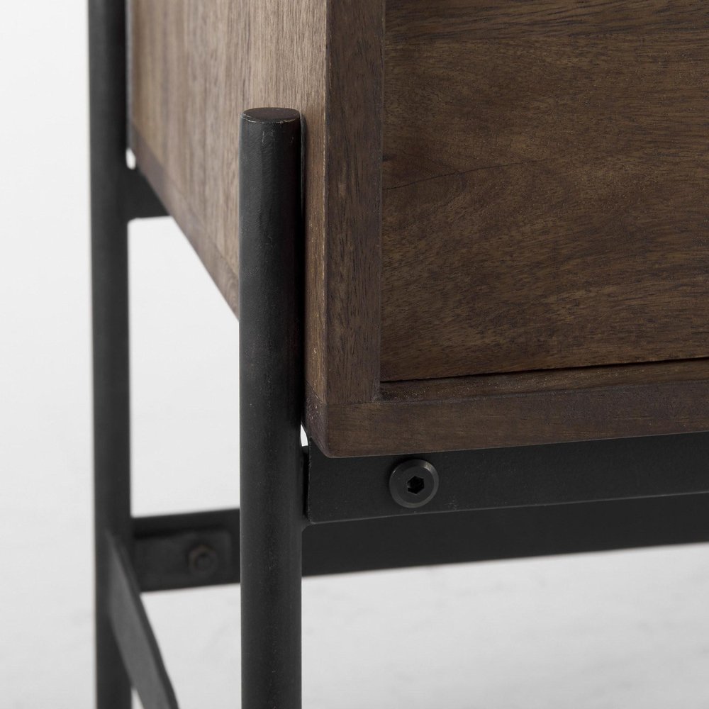 Dark Brown Two Door Cabinet With Metal Legs HomeRoots