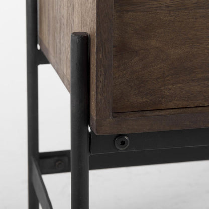 Dark Brown Two Door Cabinet With Metal Legs HomeRoots