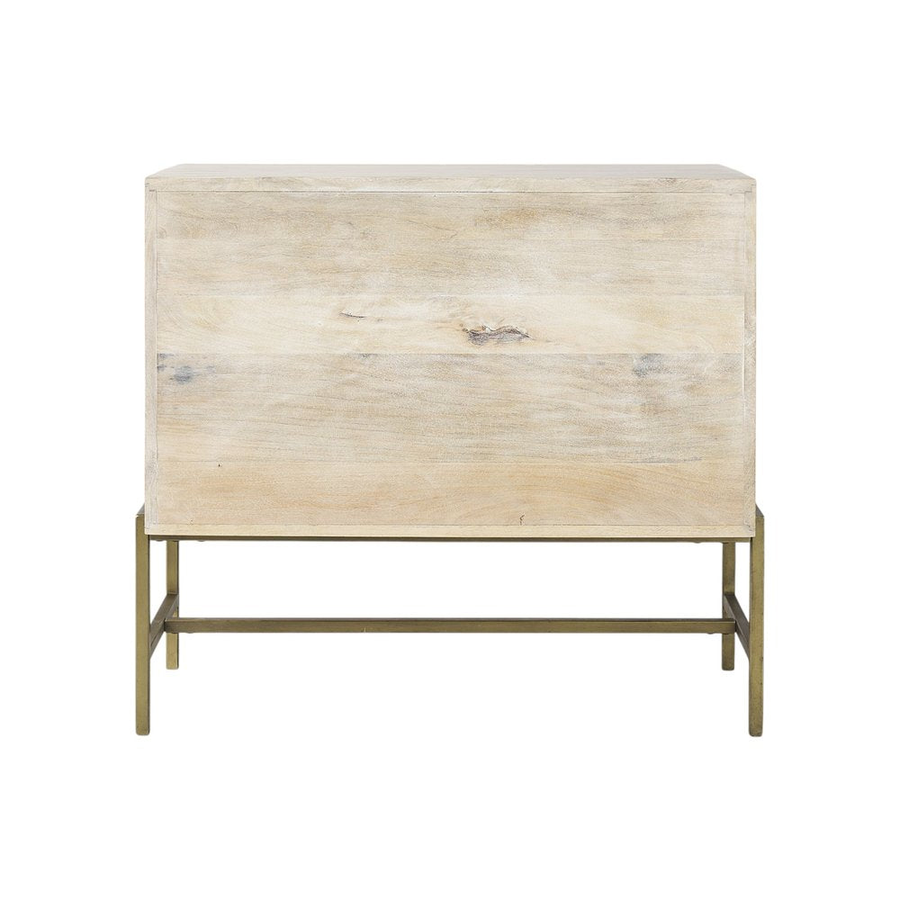 38" White Solid Wood Sideboard with Two Glass Doors HomeRoots