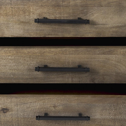 20" Brown and Black Distressed Accent Cabinet With Three Drawers HomeRoots