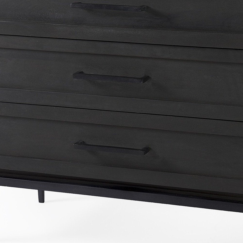 36" Black And White Solid Wood Three Drawer Dresser — view 6