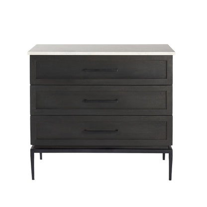 36" Black And White Solid Wood Three Drawer Dresser HomeRoots