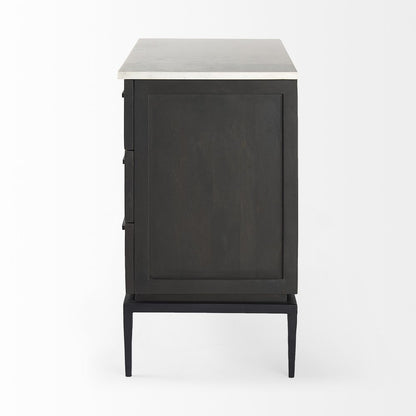 36" Black And White Solid Wood Three Drawer Dresser HomeRoots