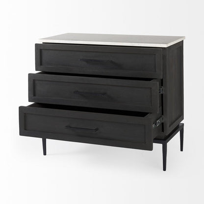 36" Black And White Solid Wood Three Drawer Dresser HomeRoots