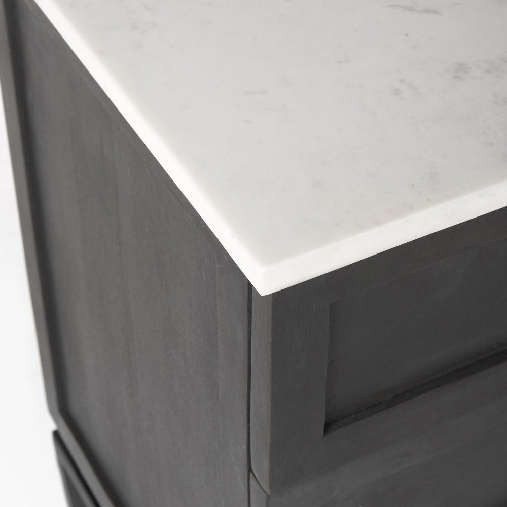36" Black And White Solid Wood Three Drawer Dresser HomeRoots
