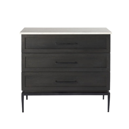 36" Black And White Solid Wood Three Drawer Dresser HomeRoots