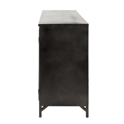 40" Black Iron Sideboard with Two Glass Doors HomeRoots
