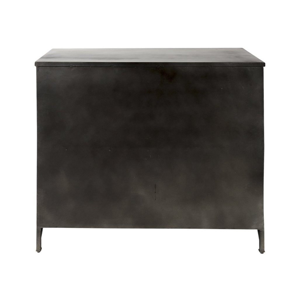 40" Black Iron Sideboard with Two Glass Doors HomeRoots