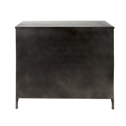 40" Black Iron Sideboard with Two Glass Doors HomeRoots