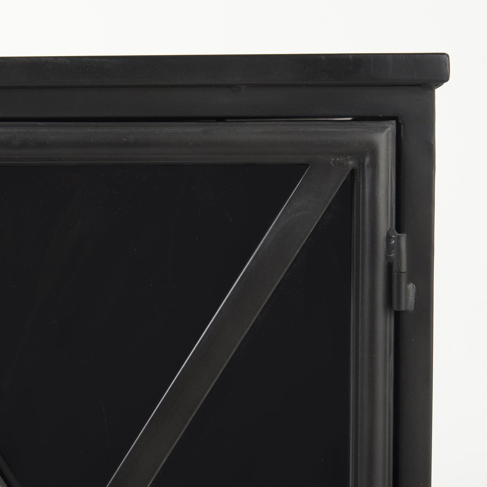 40" Black Iron Sideboard with Two Glass Doors HomeRoots