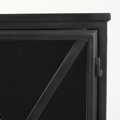 40" Black Iron Sideboard with Two Glass Doors HomeRoots
