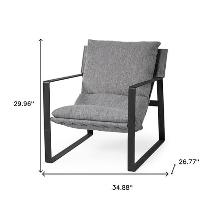 35" Gray and Black Fabric Wingback Chair HomeRoots