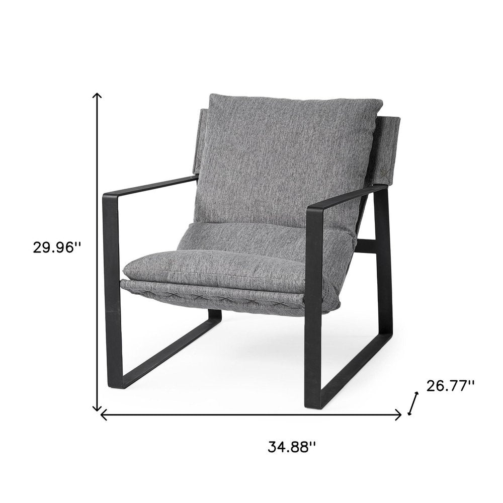 35" Gray and Black Fabric Wingback Chair HomeRoots